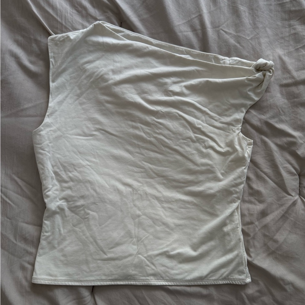 Abercrombie & Fitch Cream One-Shoulder Blouse